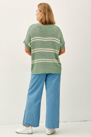 Plus Size Striped V-Neck Sweater FINAL SALE