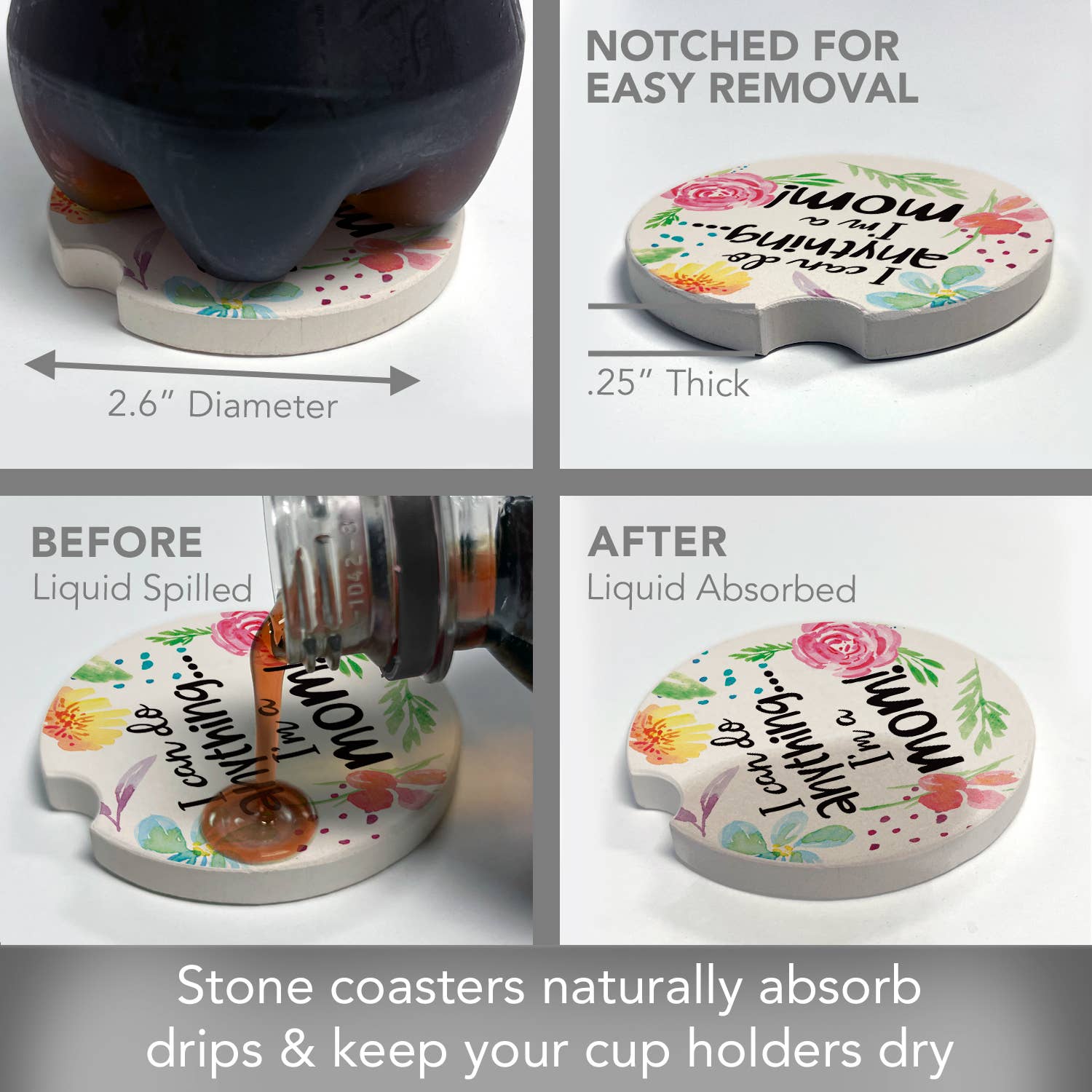 I'm A Mom Absorbent Stone Car Coaster 1 Pk