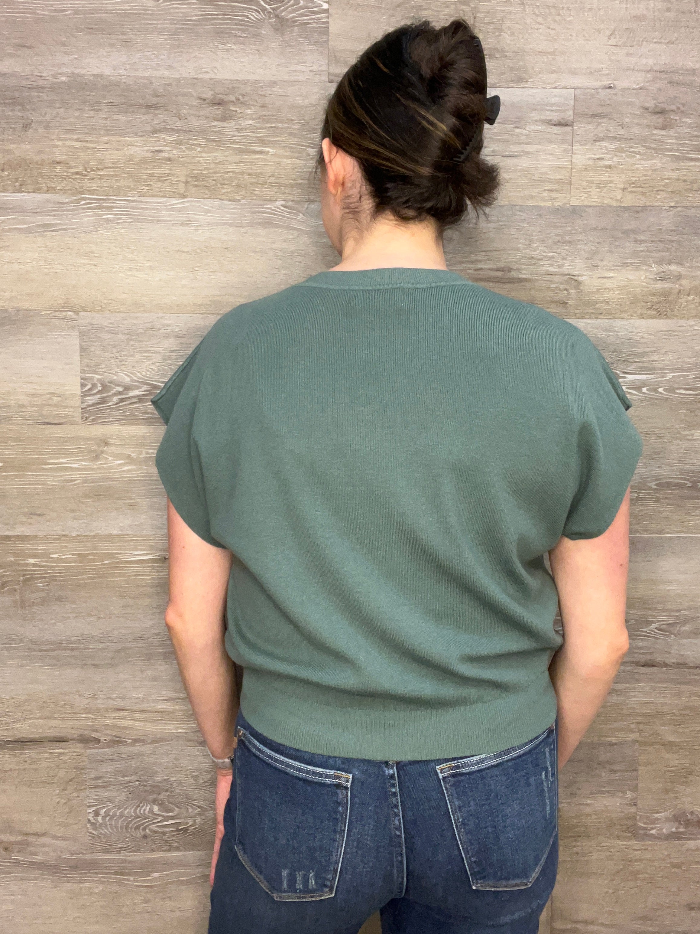 Round Neck Short Dolman Sleeve Sweater