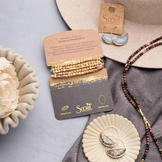 Scout Mother of Pearl & Gold Stone Wrap Bracelet & Necklace