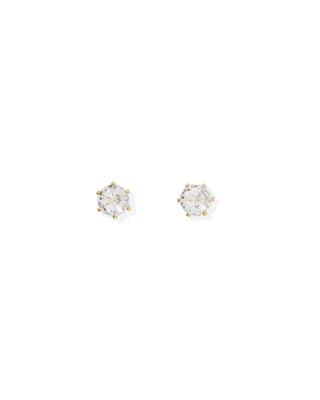 Helen Gold Screwback Stud Earrings – 5mm CZ Hypoallergenic Flat Back Earrings