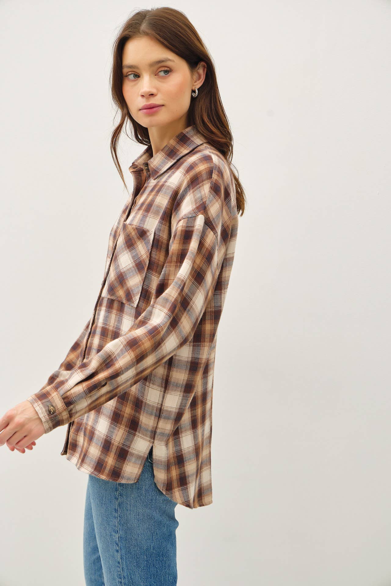 Oversized Caramel Flannel Shirt