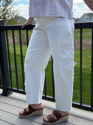 Risen Slouchy Barrel Floral Patch Pants FINAL SALE