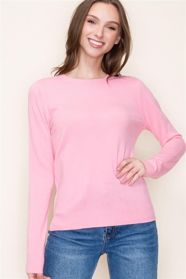 Solid Color Crew Neck Sweater