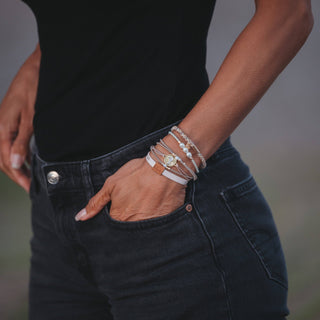 K'Lani Risen Warm Neutrals & Gold Christus Hair Tie Bracelet Set