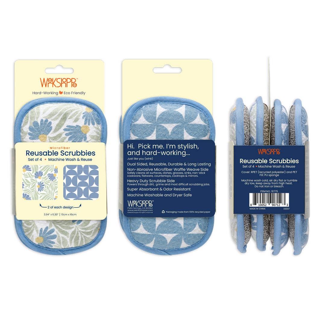 Blue Coneflower Scrubbies, Set of 4