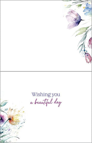 Watercolor Blooms Birthday Greeting Card | Gold Foil Card