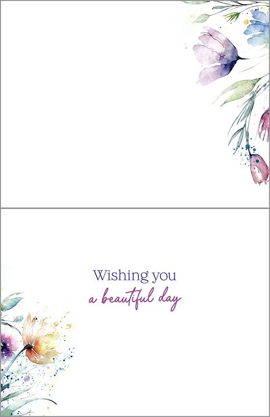 Watercolor Blooms Birthday Greeting Card | Gold Foil Card