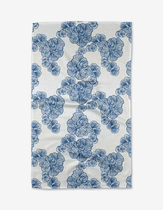 Geometry Celia Tea Towel – Blue Botanical Geranium Kitchen Towel