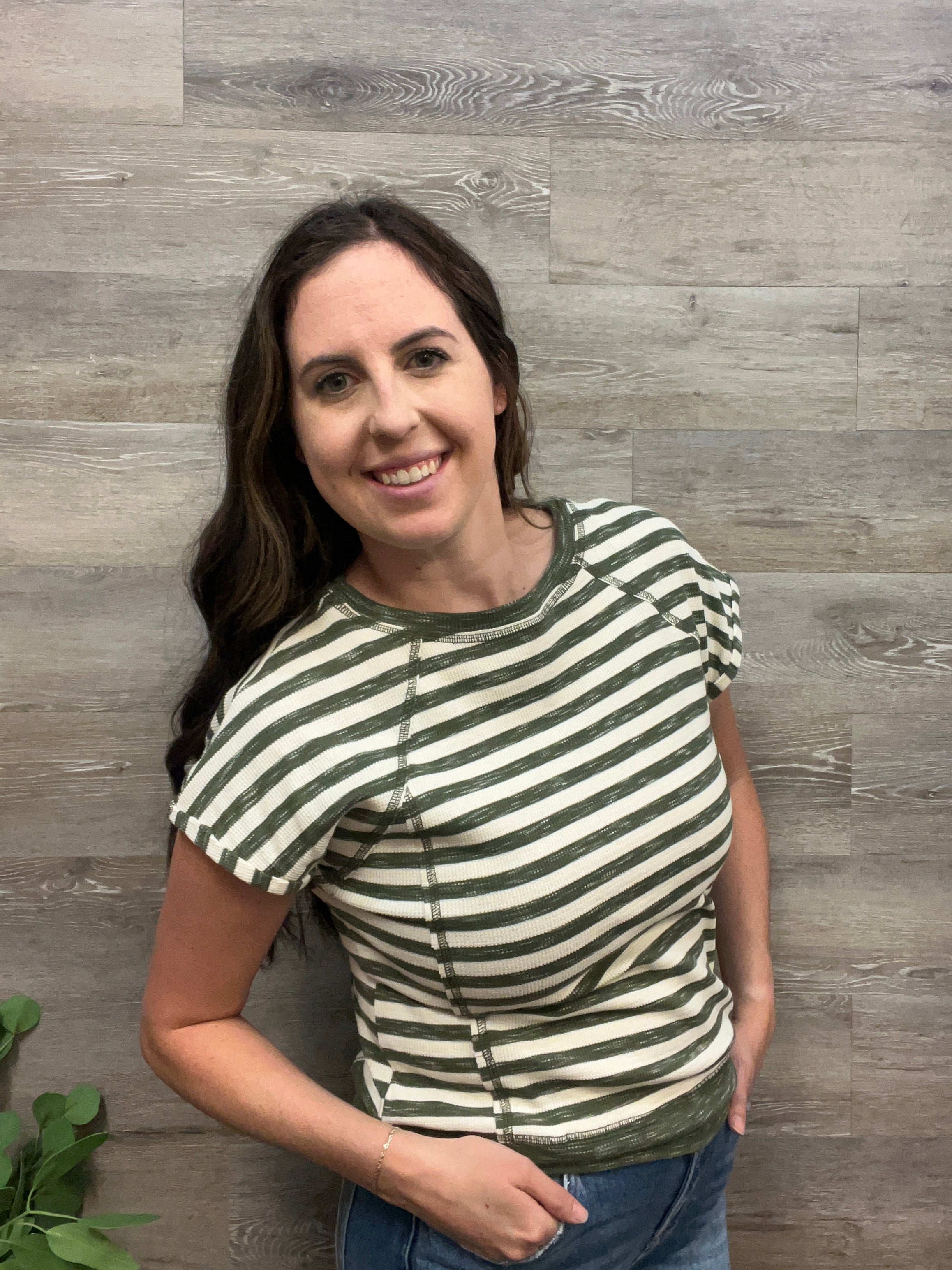 Exposed Stitching Stripe Top