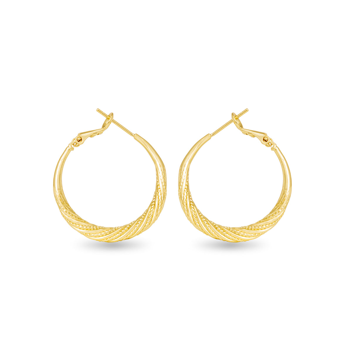 Ivy Textured Twisted Hoops - Gold