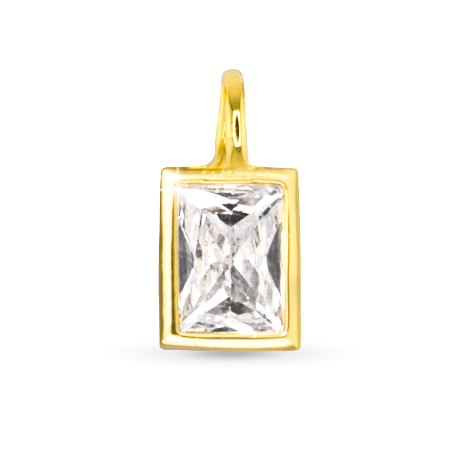 Gold Clear Rectangle CZ Necklace Charm