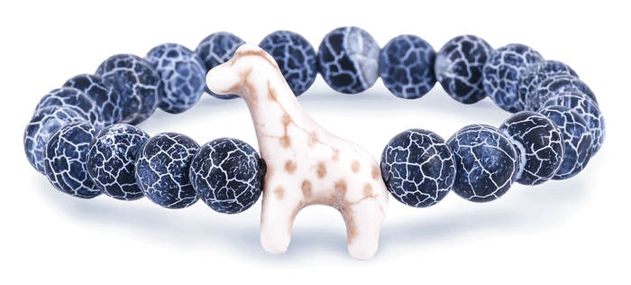 Fahlo Trek Giraffe Bracelet with River Blue Bead Color