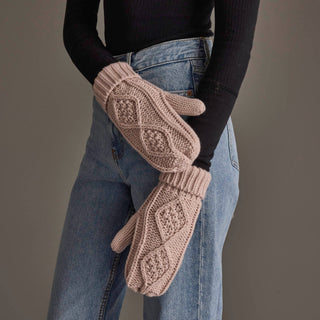 Light Pink Cable Knit Mittens