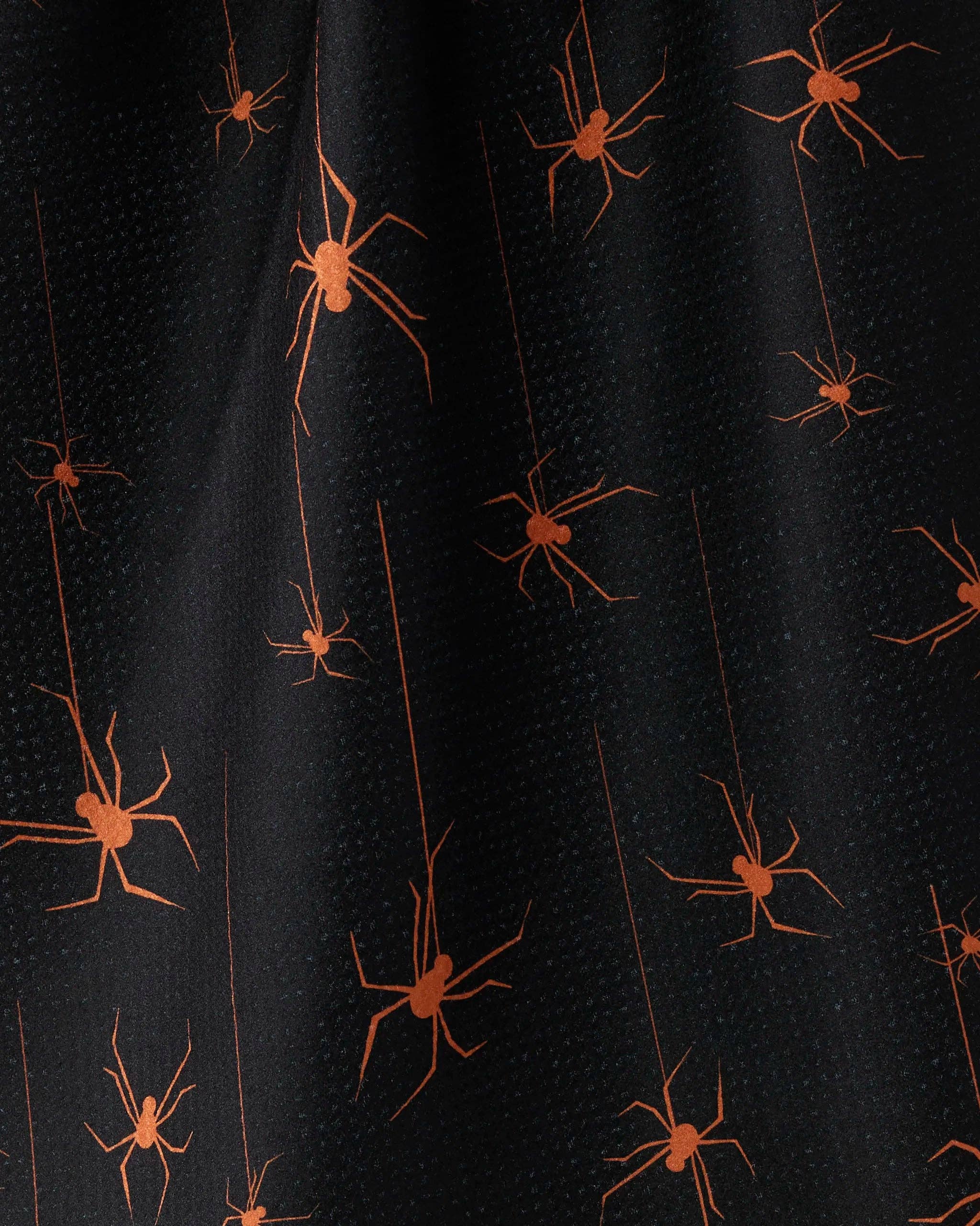 Geometry Suspended Halloween Tea Towel | Black with Orange Spiders