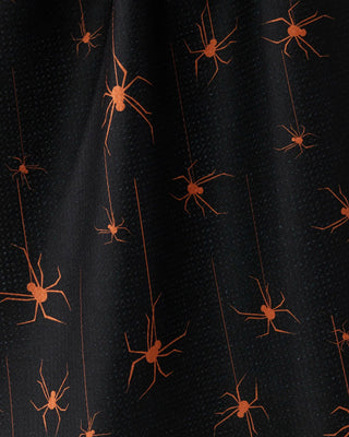 Geometry Suspended Halloween Tea Towel | Black with Orange Spiders