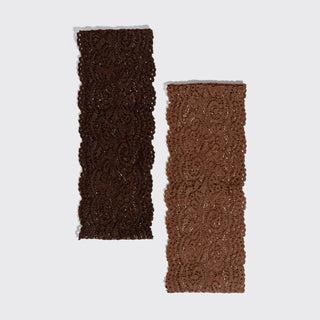Wide Lace Elastic Headband 2-Pack — Mocha & Chocolate