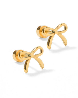 Sadie Bow Screwback Stud Earrings – 12mm Gold Tone