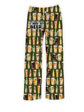 You Look Like I Need a Beer Lounge Pants – Novelty Pajama Pants | Brief Insanity