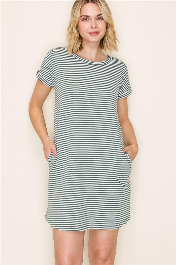 Pinstriped Shift Dress