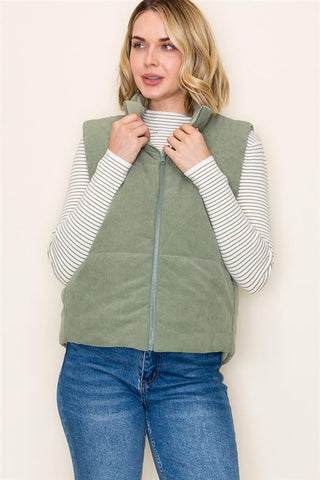 Corduroy Reversible Puffer Vest FINAL SALE