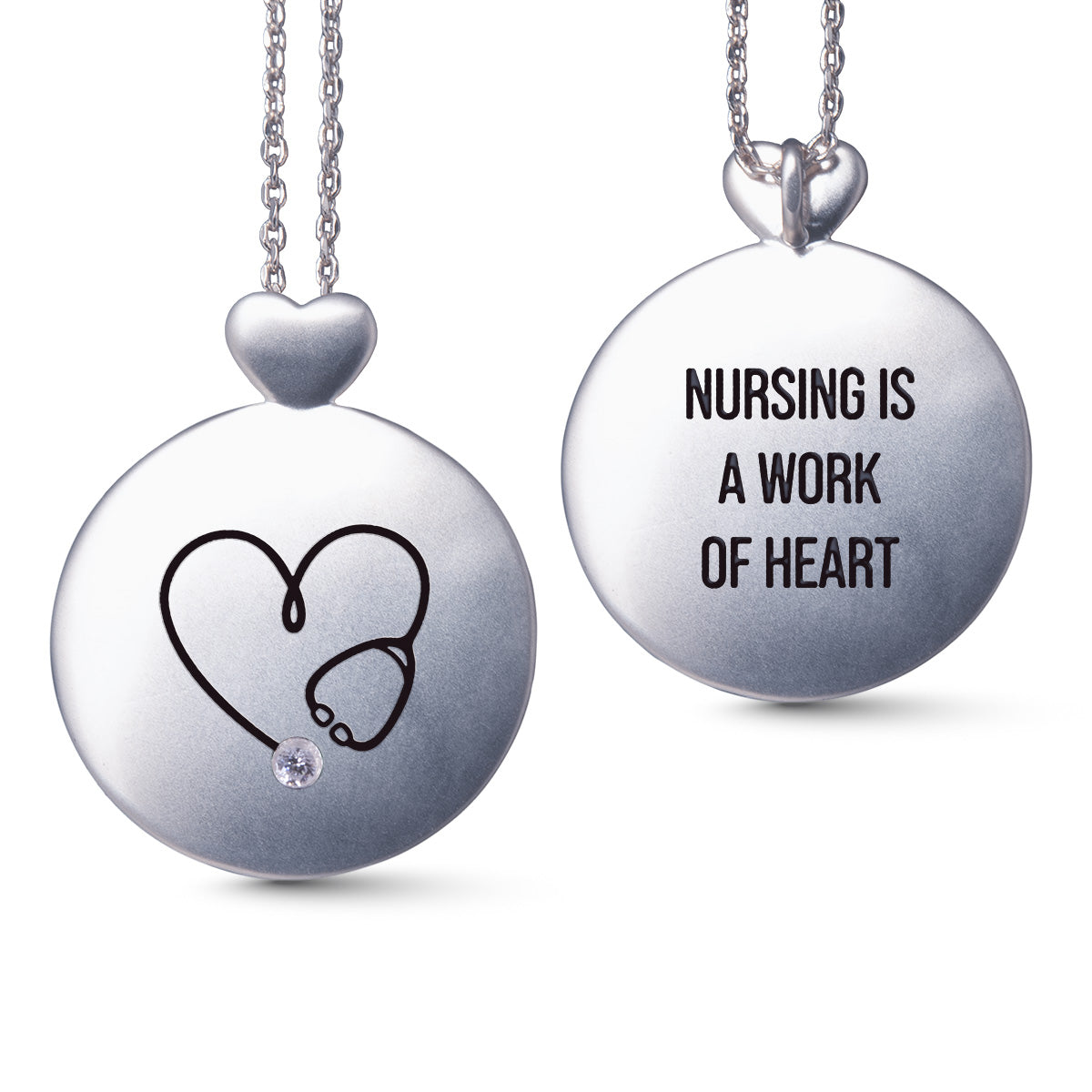 Silver Necklace w/ Heart Nursing Pendant