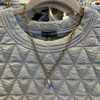 Vintage Inspired Necklace w/ Aurora Borealis Charm