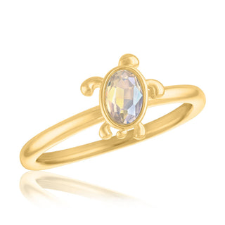 Gold White Opal Turtle Ring