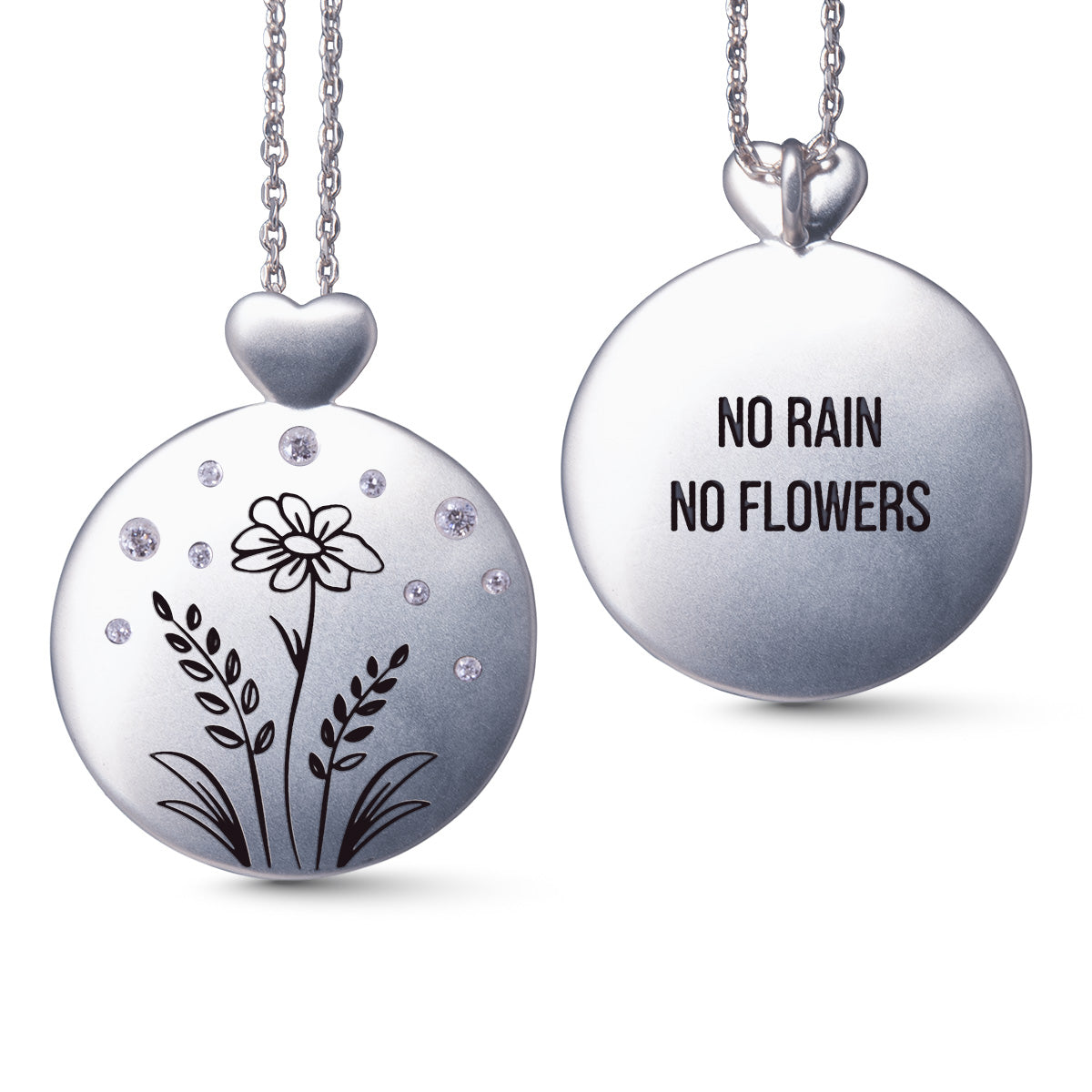 Silver Necklace w/ Flower Pendant