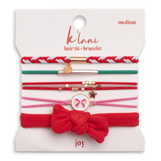 Joy Red & Green Holiday Hair Tie Bracelets