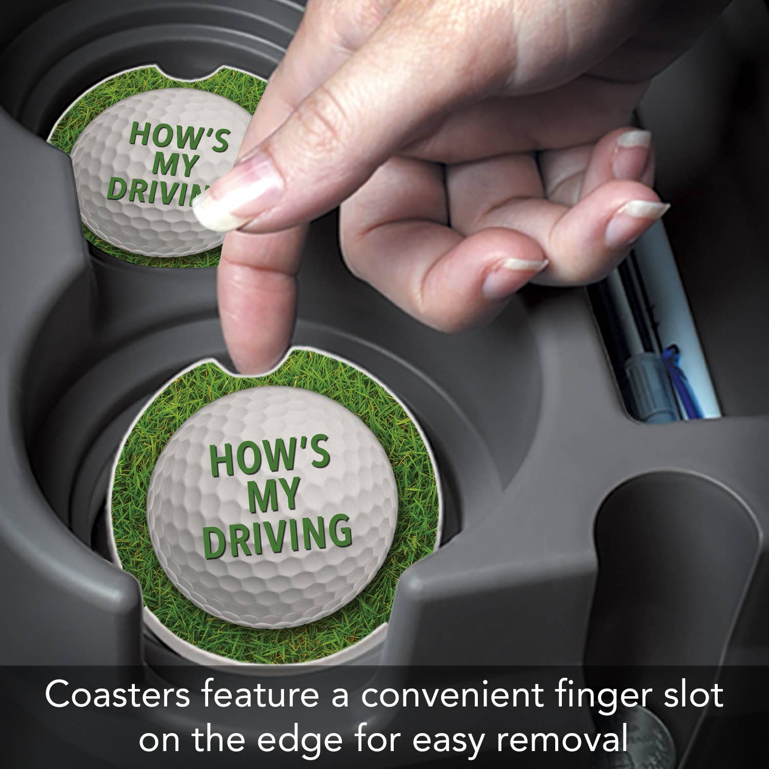 How's My Driving Absorbent Stone Car Coaster 1 Pk