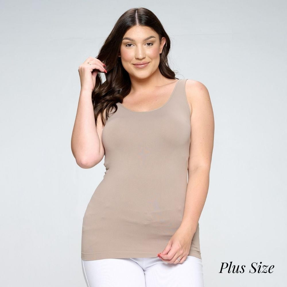 Plus Solid Color Seamless Reversible Tank Top