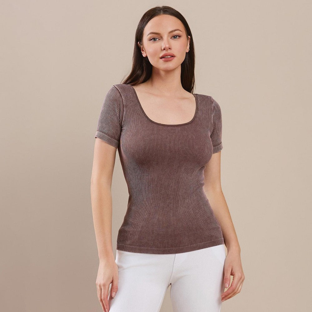 Short Sleeve Ribbed Seamless Top