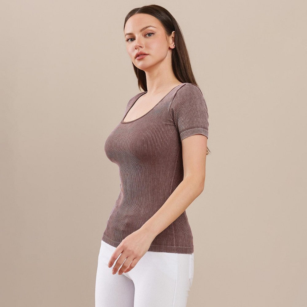 Short Sleeve Ribbed Seamless Top