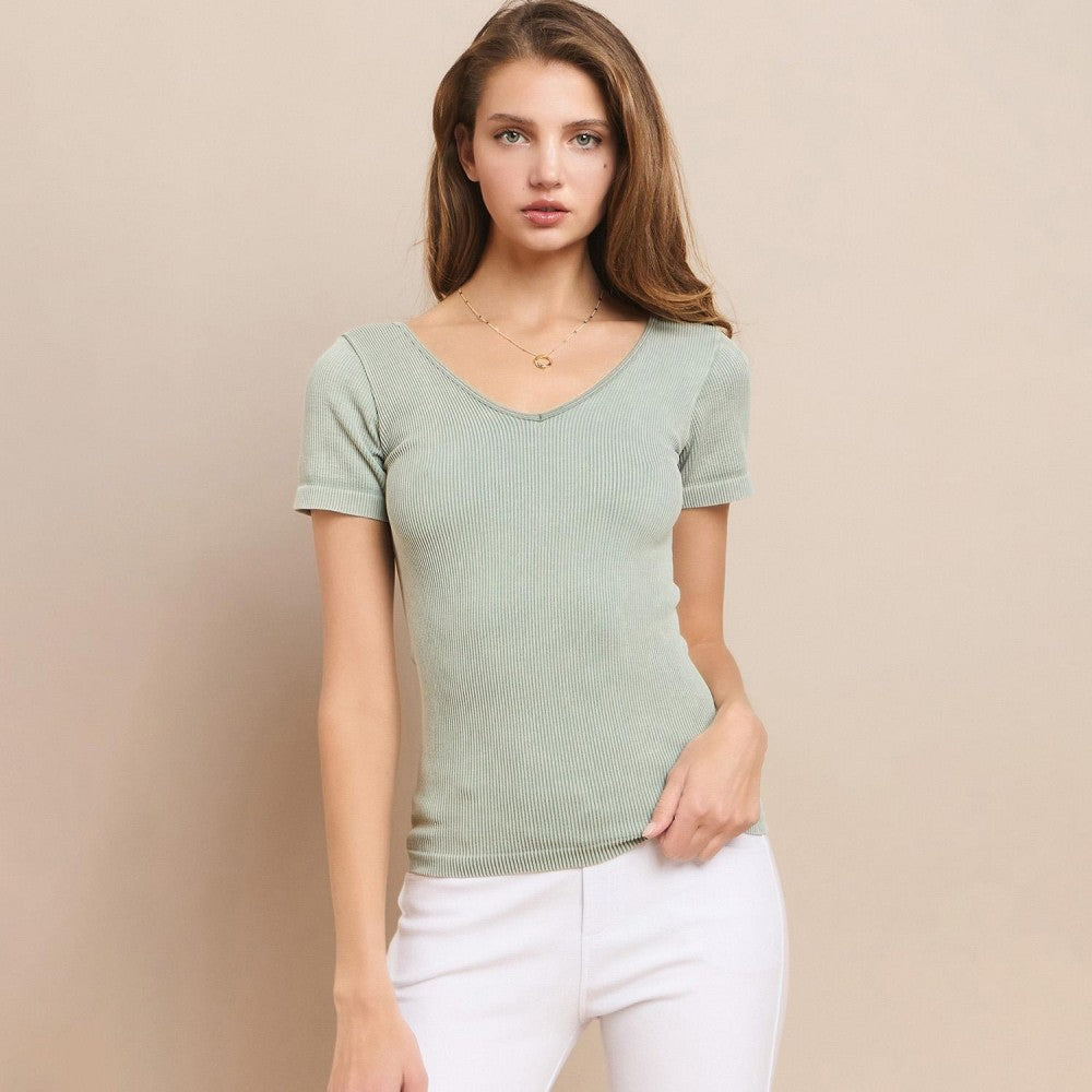 Short Sleeve Ribbed Seamless Top