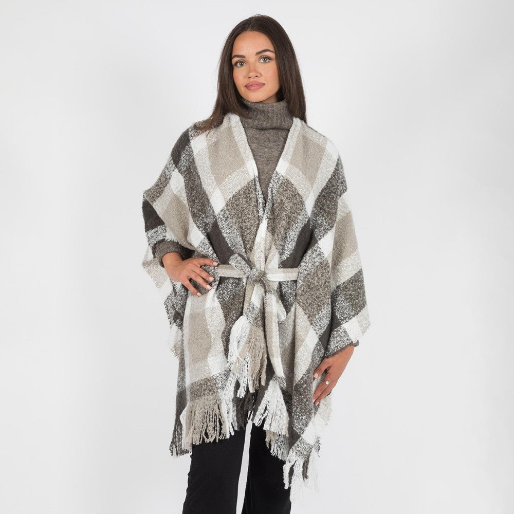 Soft Knit Plaid Ruana Wrap FINAL SALE