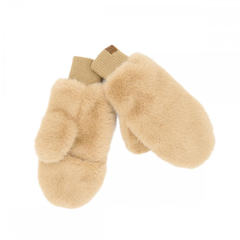 Glitter Short Fur Convertible Mitten Gloves