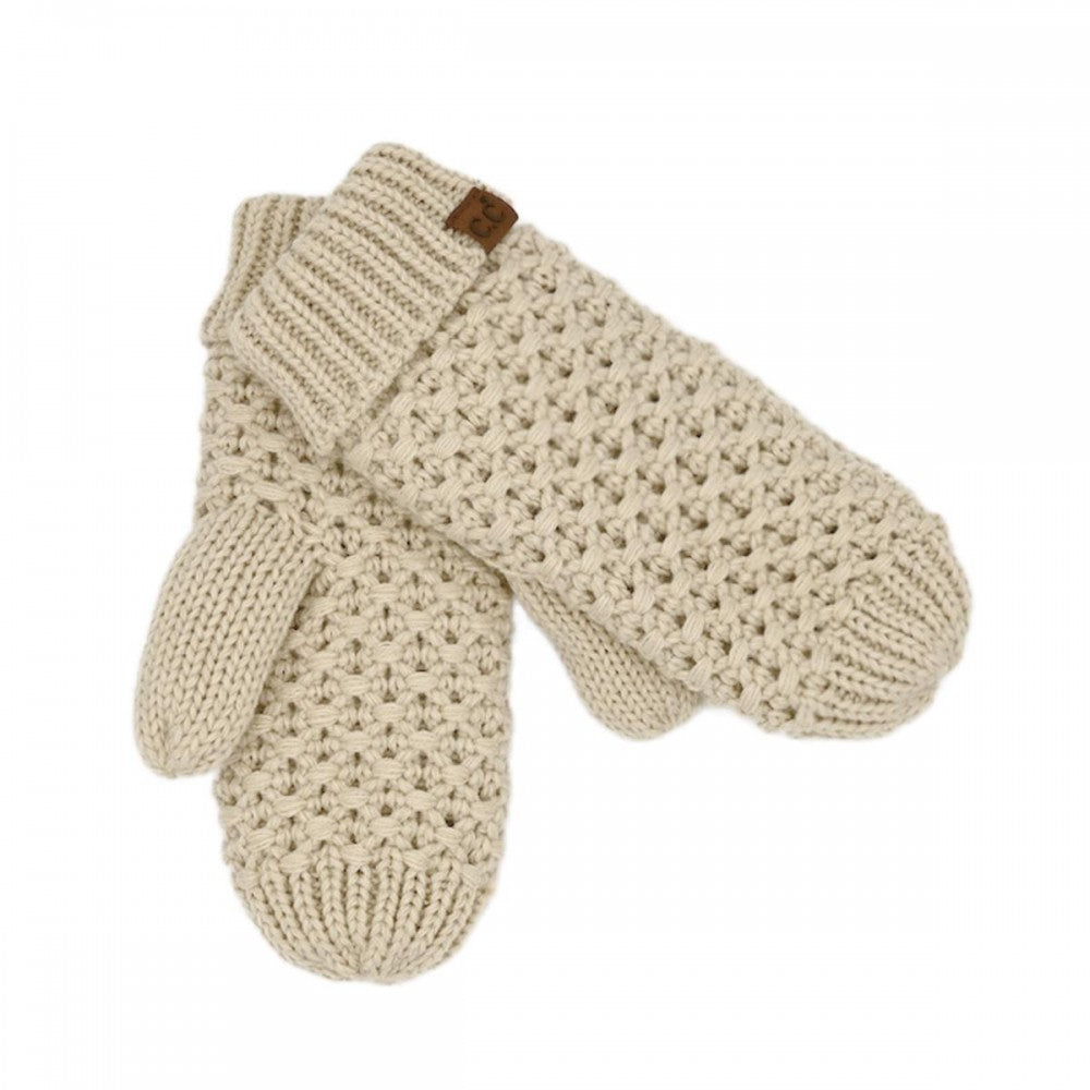 C.C. Cross Cell Stitch Knit Mitten Glove