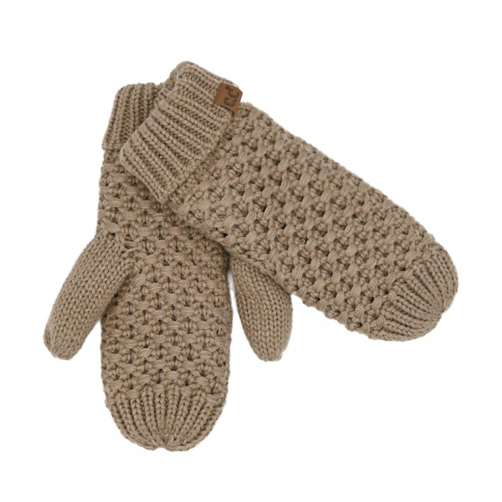 C.C. Cross Cell Stitch Knit Mitten Glove
