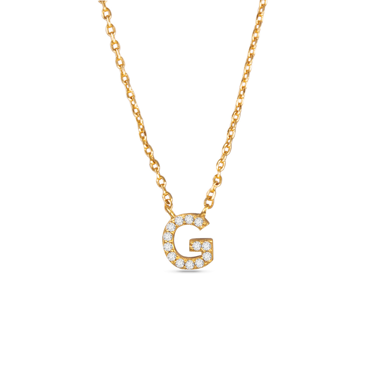 Gold CZ Initial Necklace - G