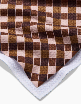 Geometry Cozy Autumn Days Tea Towel – Brown Gingham Kitchen Towel
