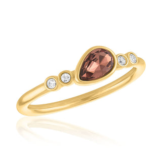 Burgundy Teardrop Gold Ring
