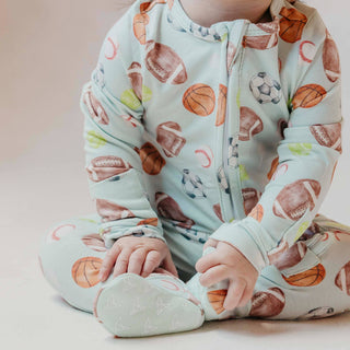 Sports Medley Zip-Up Footie Pajama