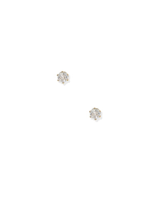 Helen Gold Screwback Stud Earrings – 5mm CZ Hypoallergenic Flat Back Earrings