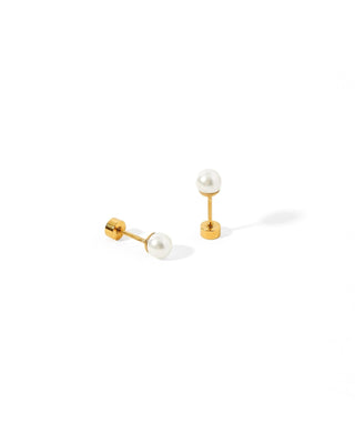 Payton White Pearl Screwback Stud Earrings