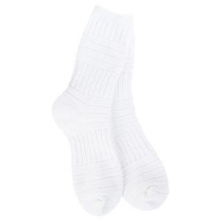 Weekend Collection Patch White Crew Socks