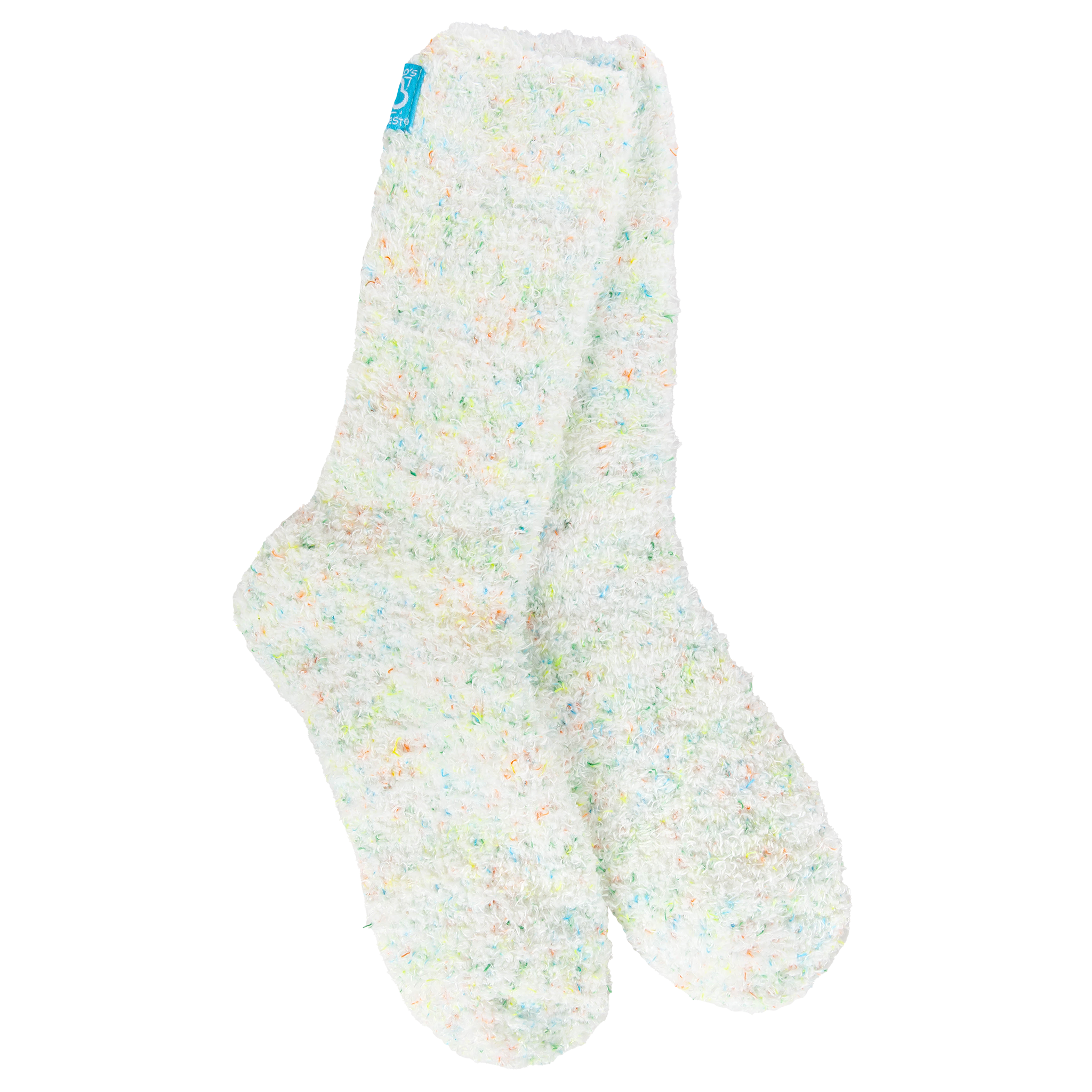 White Confetti World Softest Cozy Crew Socks