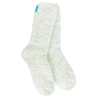 White Confetti World Softest Cozy Crew Socks