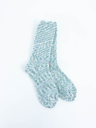 World's Softest women's socks in a mint Confetti colorway features a soft heathered mint green base with a delicate confetti speckle of multicolor flecks woven throughout and a classic ribbed texture