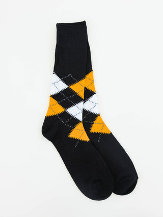 1902 Ragg Argyle Men's Crew Socks | Black & Gold